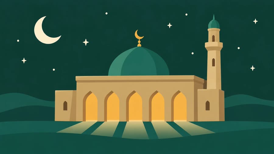 Illustration of a mosque at night, from ilmi's lessons