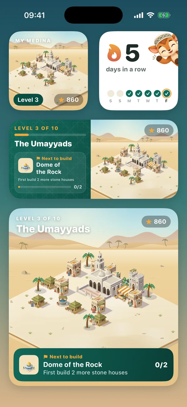 ilmi's widgets: Medina, streak and level